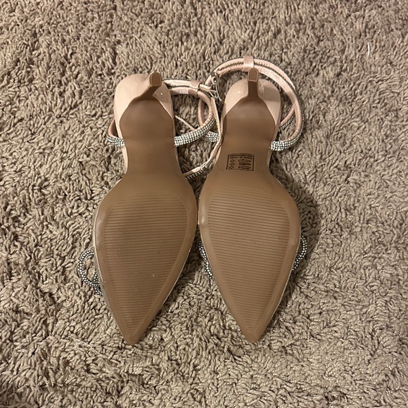 Qupid Pink Rhinestone Bow Heels - Picture 3 of 5